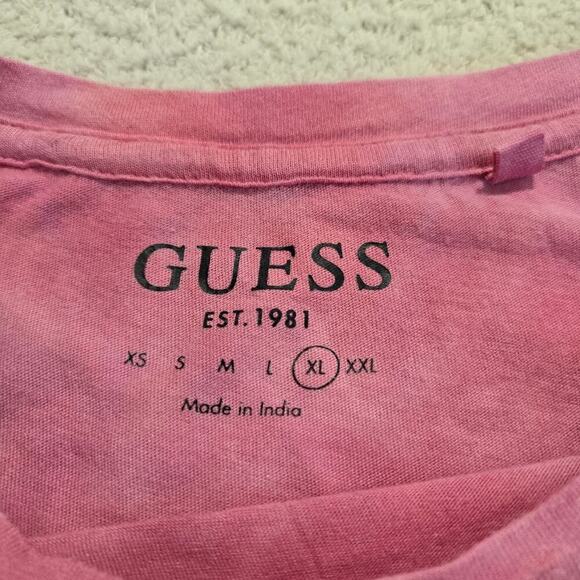 Guess Pink Tie-front Y2K Style Crop Top T-shirt with Beach Graphic Size XL - Picture 5 of 10